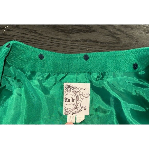 Tulle Green and Navy Wool Blend Blazer Size Medium - Picture 4 of 7